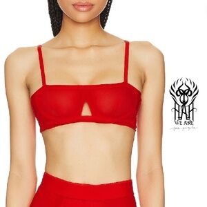 We Are HAH NWT Free People Wired Bra Sheer Mesh Blood Orange - Size A 30-38